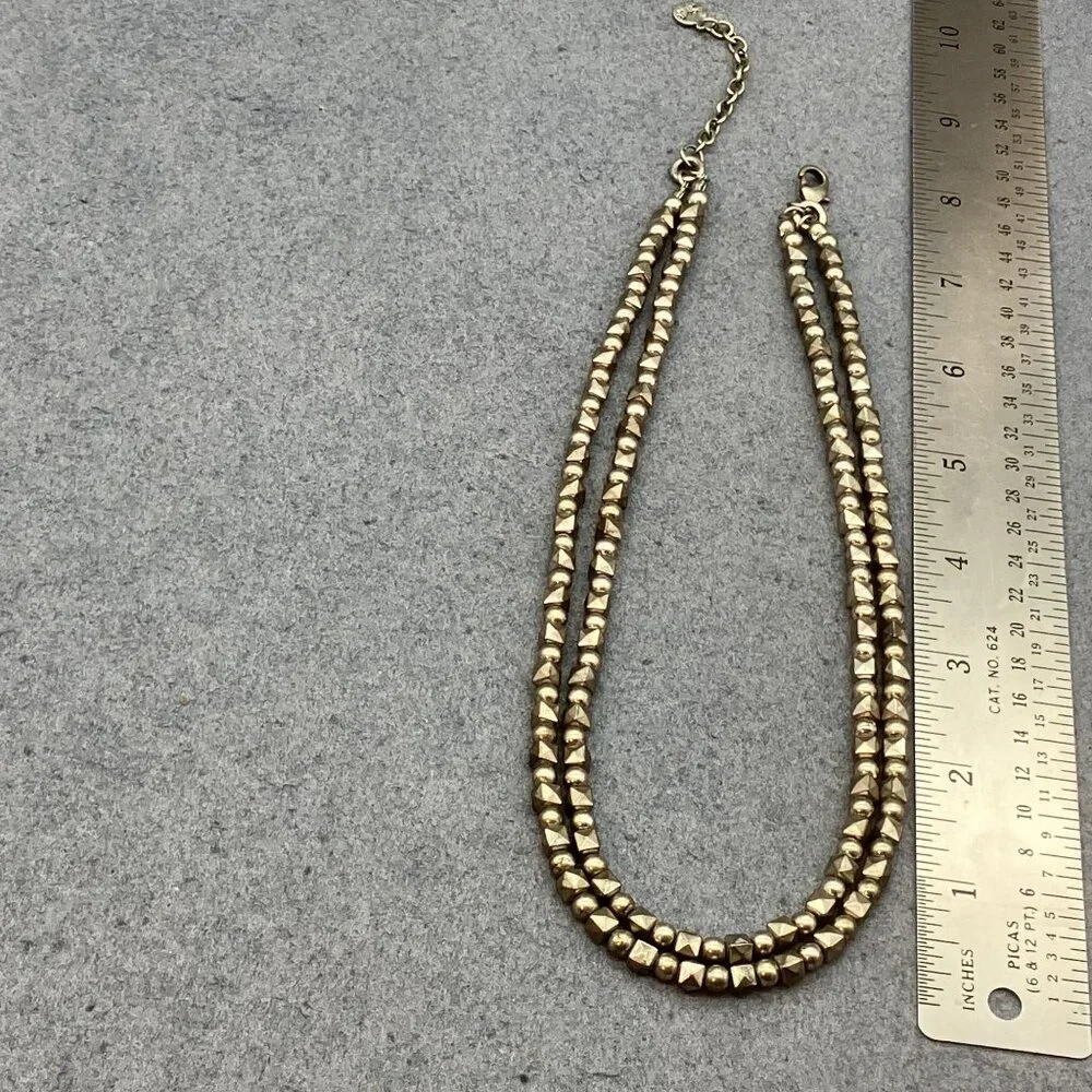 Moon C Paris Necklace Silver Dual Strand Geometric Beads Adjustable Chain BoHo - Picture 3 of 8